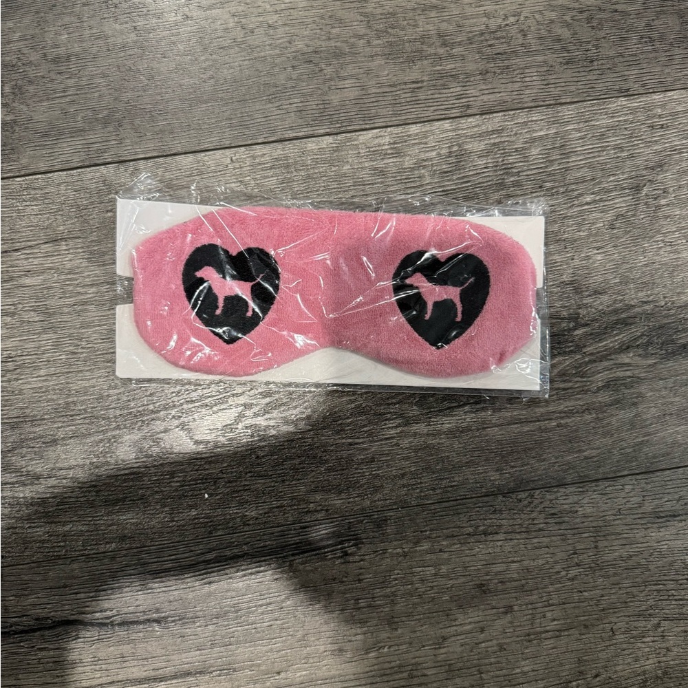 PINK Victoria's Secret Pink Eye Mask with Black Heart Pony Logos